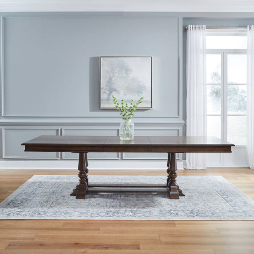 Liberty Furniture Arden Road Trestle Dining Table in Satin Cherry image
