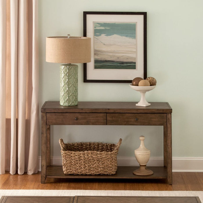 Liberty Furniture Mitchell Sofa Table in Brown