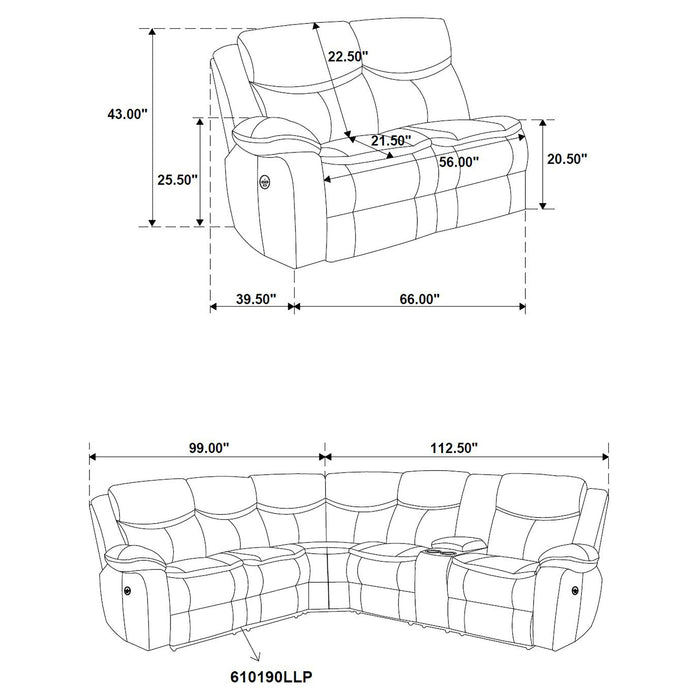 Sycamore Upholstered Power Reclining Sectional Sofa