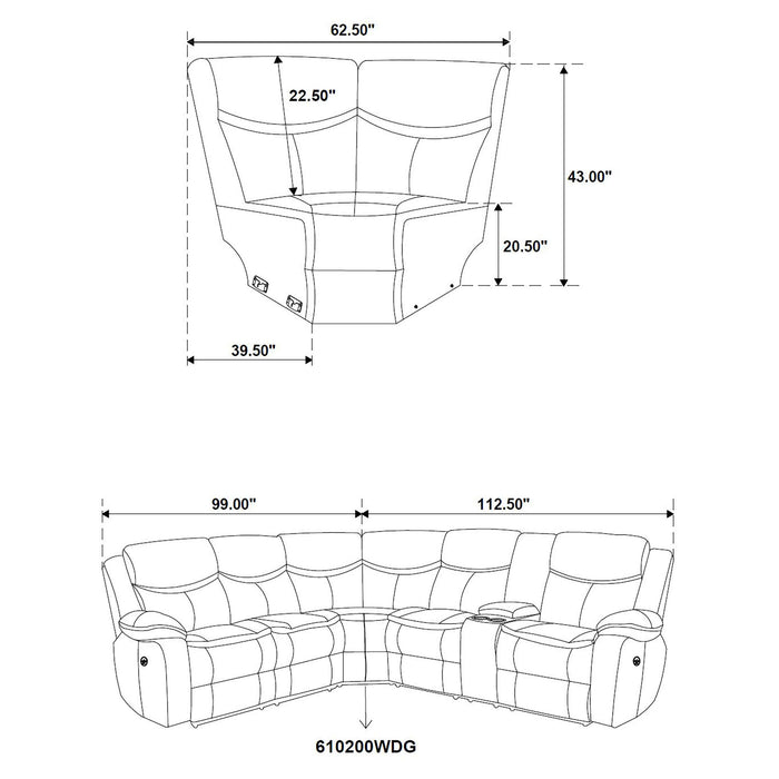 Sycamore Upholstered Power Reclining Sectional Sofa