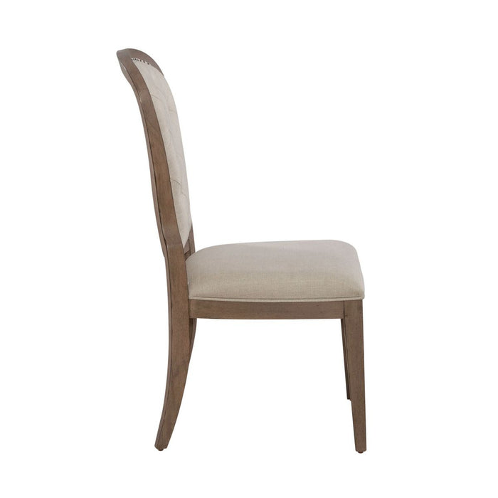 Liberty Furniture Americana Farmhouse Uph Tufted Back Side Chair (Set of 2) in Dusty Taupe & Black