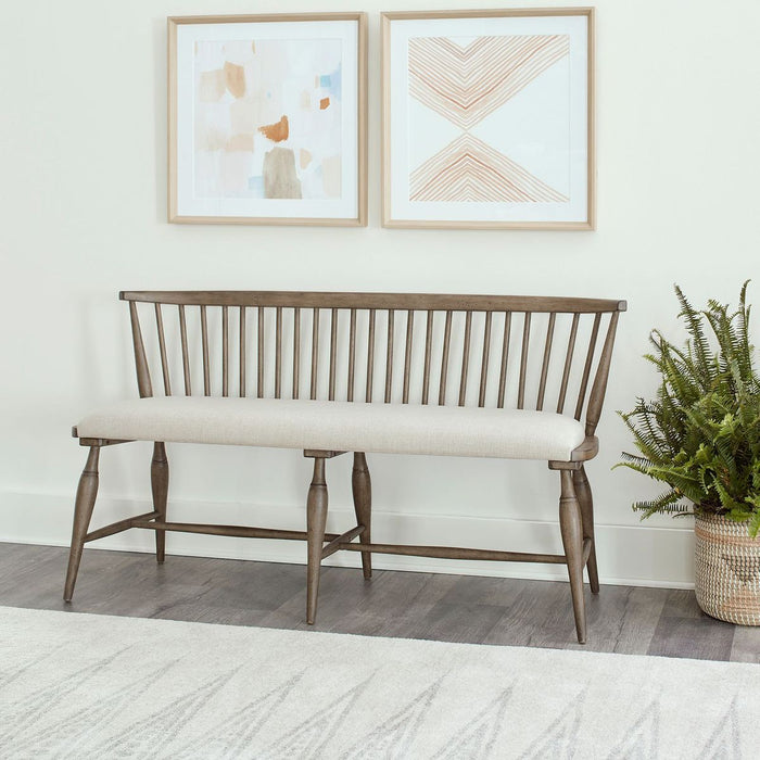 Liberty Furniture Americana Farmhouse Uph Seat Windsor Bench in Dusty Taupe image