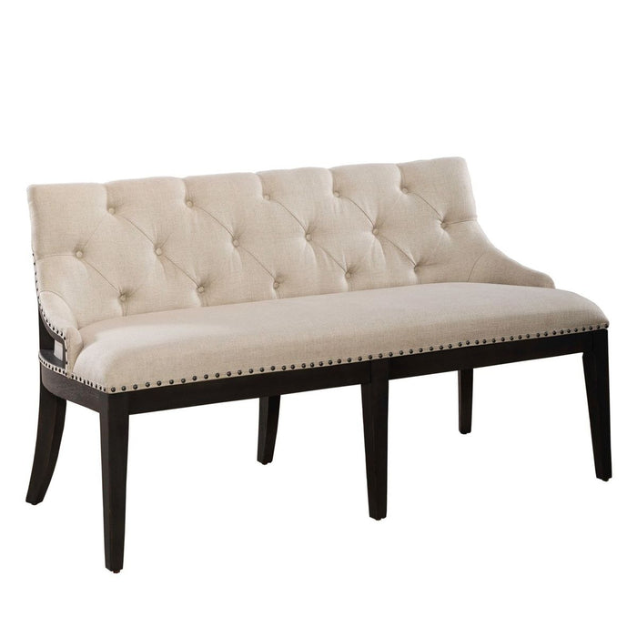 Liberty Furniture Americana Farmhouse Uph Shelter Dining Bench in Dusty Taupe & Black