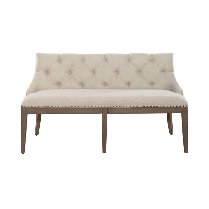 Liberty Furniture Americana Farmhouse Uph Shelter Dining Bench in Dusty Taupe & Black image