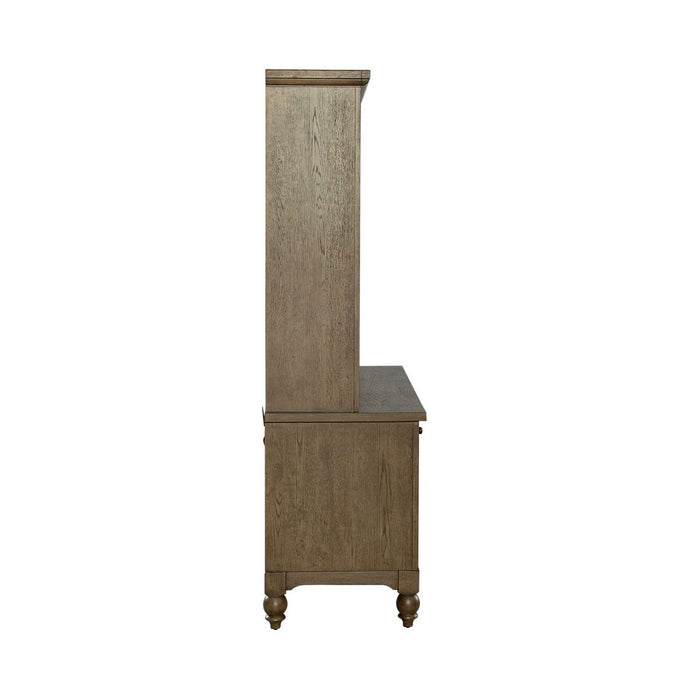 Liberty Furniture Americana Farmhouse Credenza & Hutch in Dusty Taupe