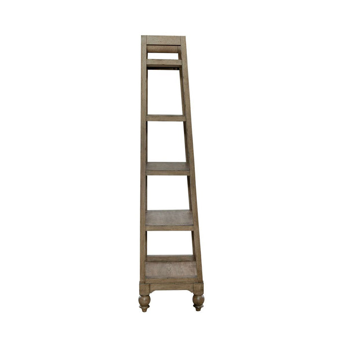 Liberty Furniture Americana Farmhouse Leaning Pier Bookcase in Dusty Taupe