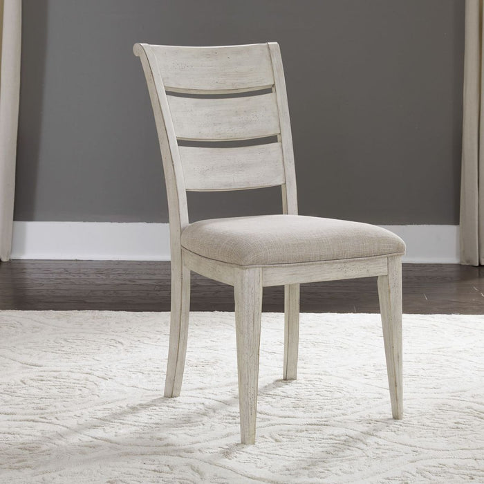 Liberty Furniture Farmhouse Reimagined Ladder Back Upholstered Side Chair (RTA) in Antique White (Set of 2) image