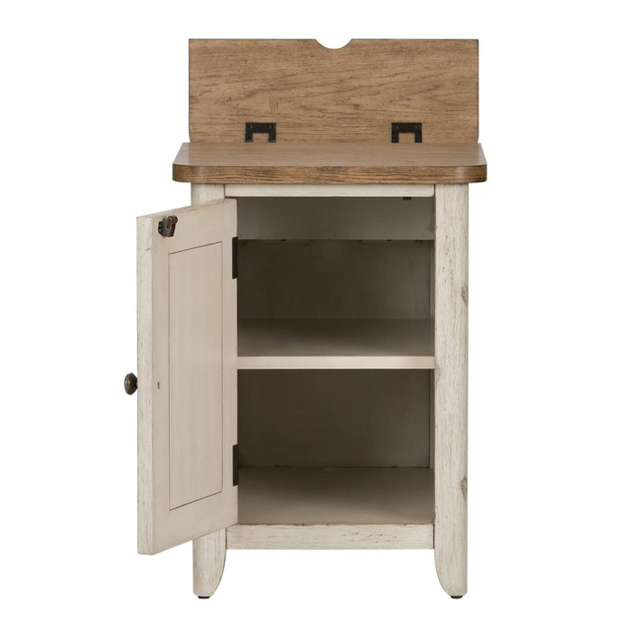 Liberty Farmhouse Reimagined Door Chair Side Table w/ Charging in Antique White