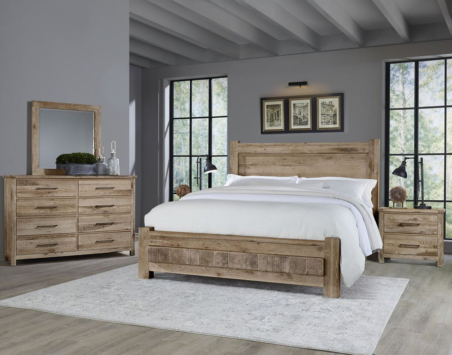 Vaughan Bassett Dovetail Queen Poster Bed with 6x6 Footboard in Sun Bleached White