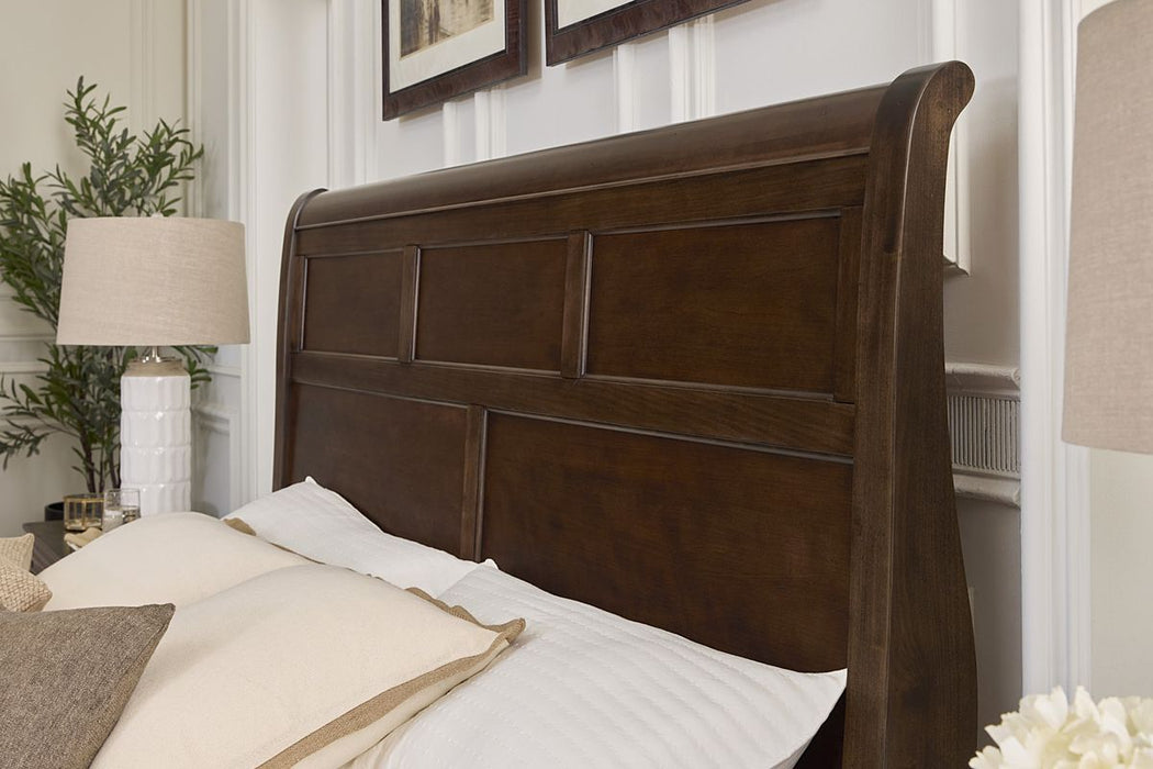 Vaughan Bassett Vista King Sleigh Storage Bed in Warm Cherry