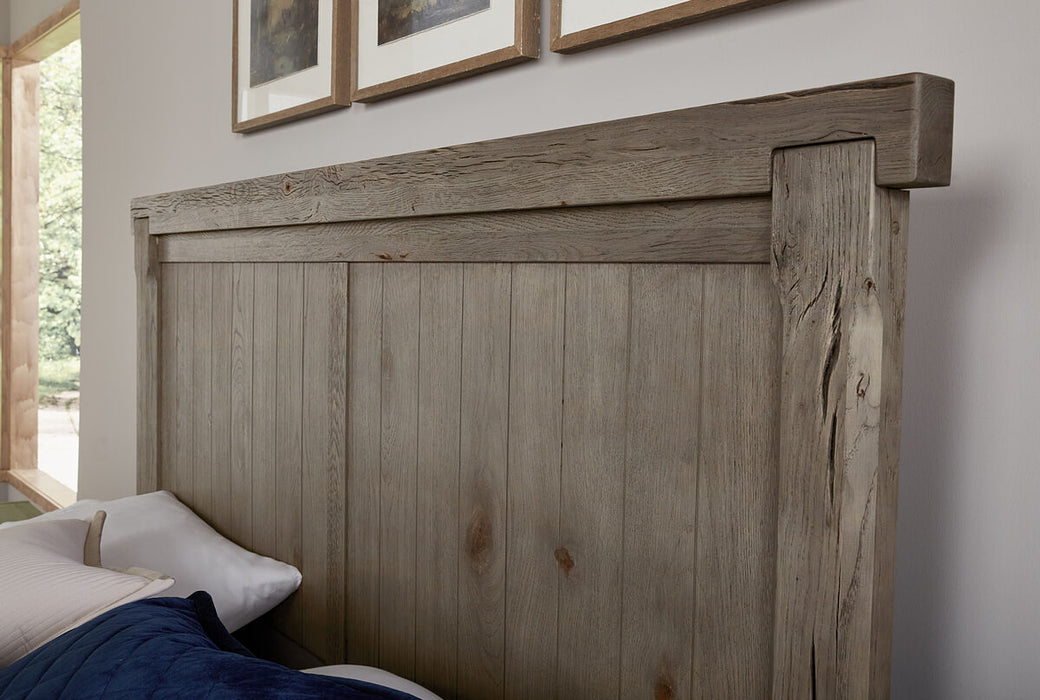 Vaughan Bassett Yellowstone King American Dovetail Panel Bed in Dapple Grey