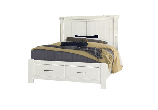 Vaughan Bassett Yellowstone King American Dovetail Panel Storage Bed in White & Buckskin image