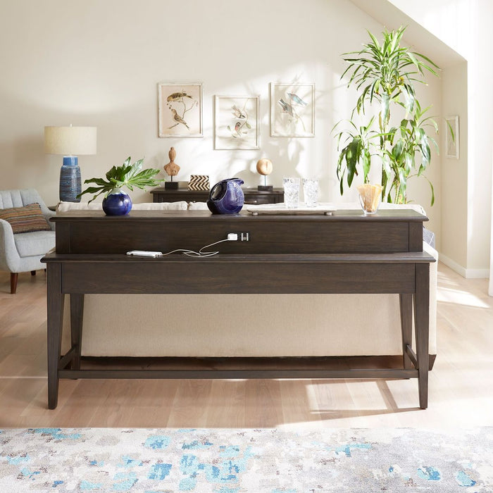 Liberty Furniture Mill Creek Console Bar Table in Peppercorn