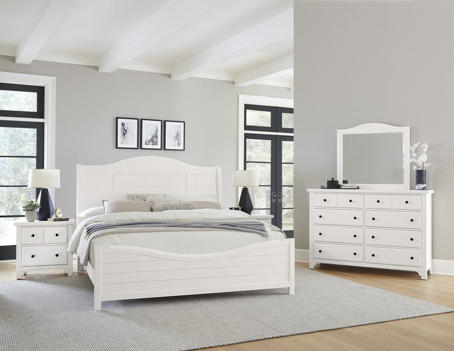 Vaughan Bassett Cool Farmhouse Sleigh Queen Bed in Soft White