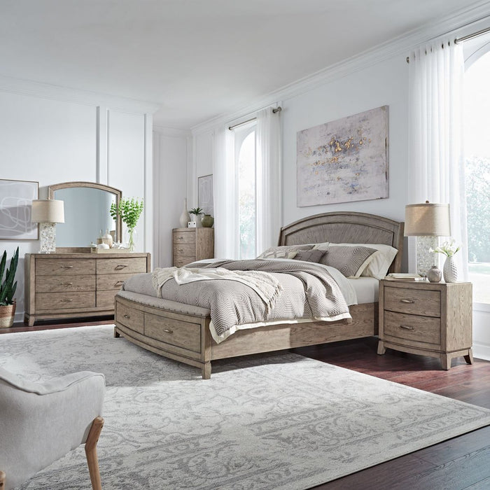 Liberty Furniture Avalon Nightstand with Charging Station in Burnished Beige