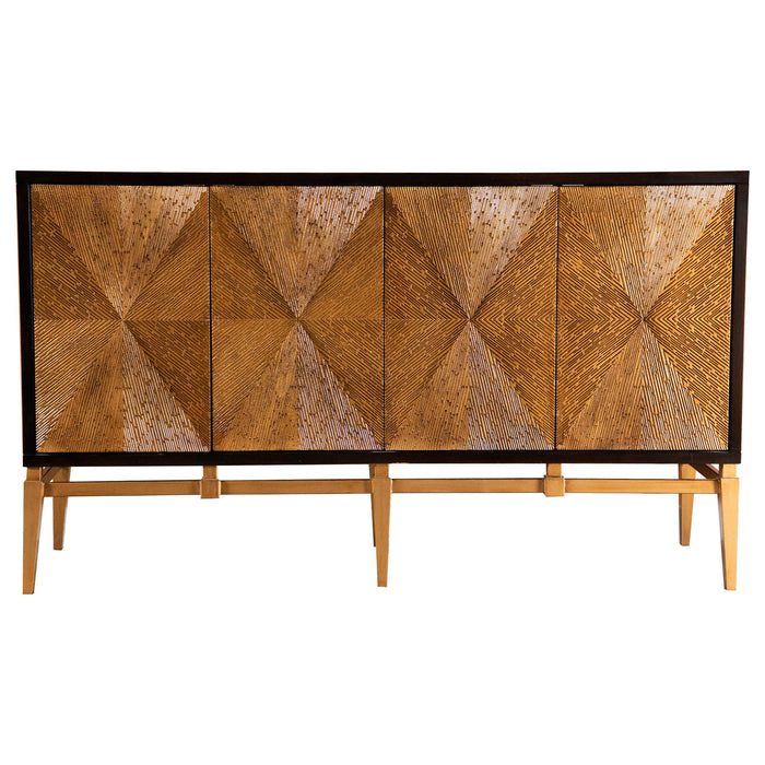 Zira Sunburst 4-door Accent Cabinet Brown and Antique Gold