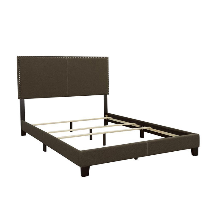 Boyd California King, King, & Queen Upholstered Bed with Nailhead Trim Charcoal & Grey