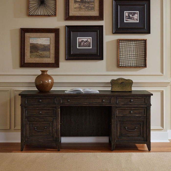 Liberty Furniture Paradise Valley Credenza & Hutch in Saddle Brown
