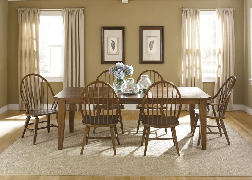 Liberty Furniture Hearthstone Windsor Back Side Chair in Rustic Oak (Set of 2)