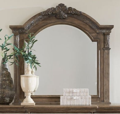 Liberty Furniture Carlisle Court Arched Mirror in Chestnut with Dusty Wax