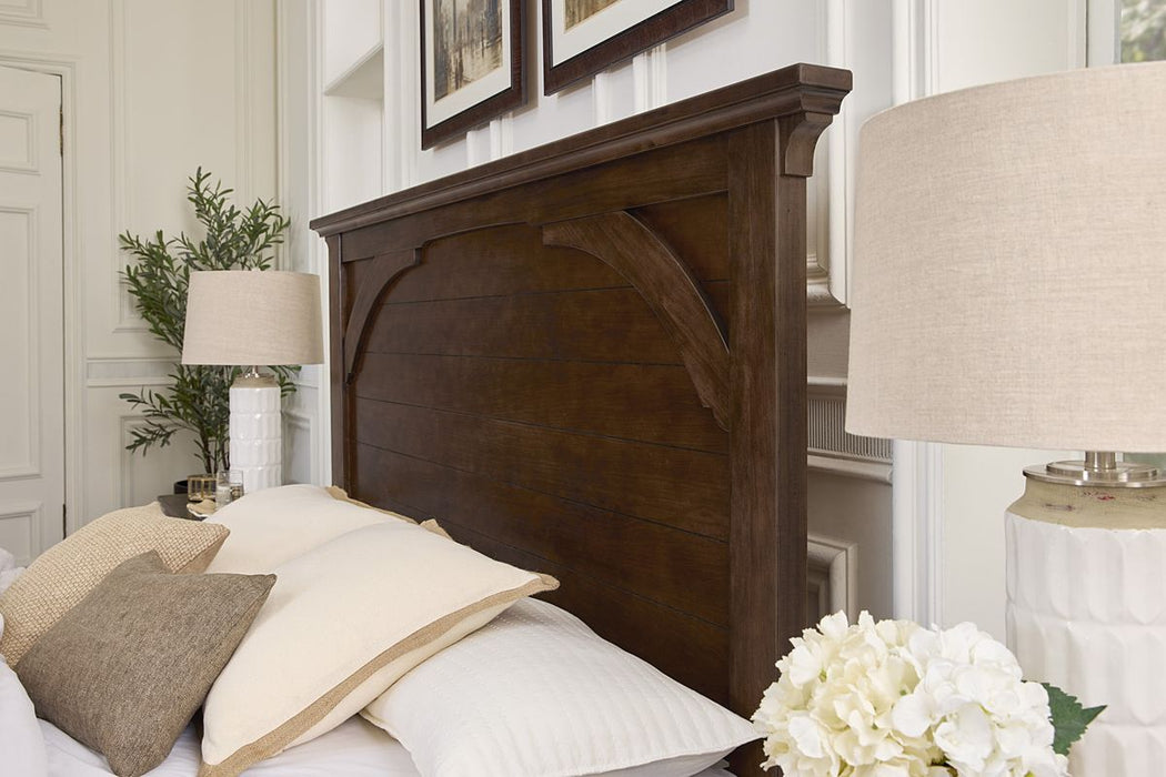 Vaughan Bassett Vista King Mansion Storage Bed in Warm Cherry